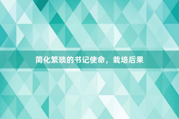 简化繁琐的书记使命，栽培后果